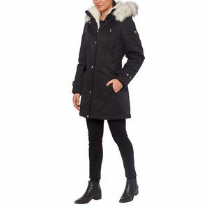 1 Madison Expedition Women's Faux Fur Trim Long Parka Jacket Coat with Hood